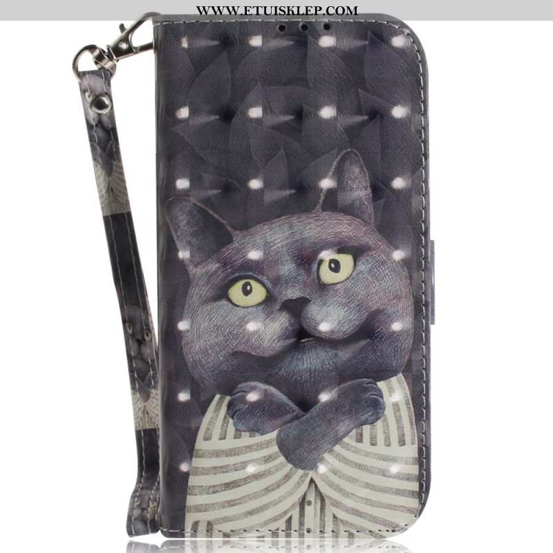 Etui Folio do Honor Magic 5 Lite z Łańcuch Oryginalne Stringi Cat